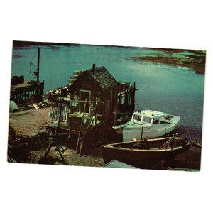 Typical Maine Fishing Shack Vintage Postcard Tichnor Fishermans Paradise USA